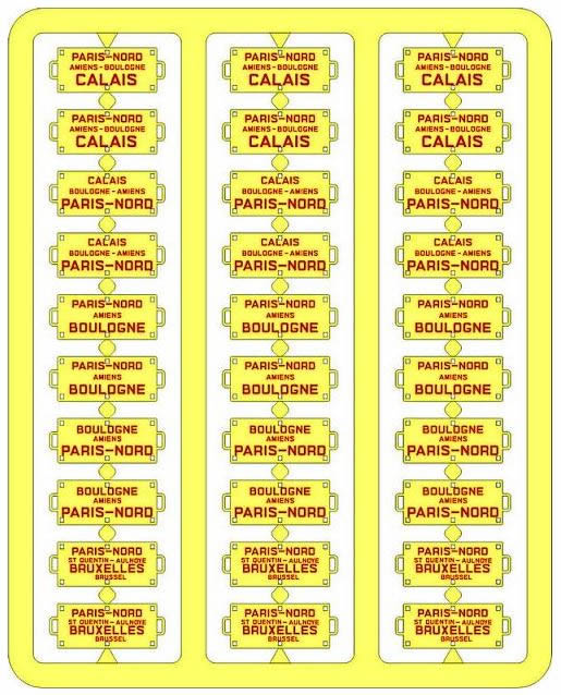 REE Modeles XB-047 - Destination Board for Passengers Cars Red Letters - NORTH